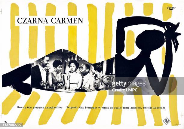 Carmen Jones, poster, , Polish poster, from left: Roy Glenn, Pearl Bailey, Dorothy Dandridge, Nick Stewart, Diahann Carroll, 1954.