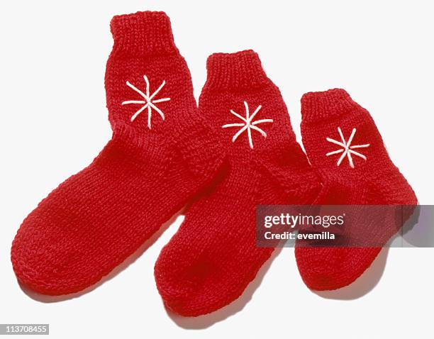 christmas socks on white - socks isolated stock pictures, royalty-free photos & images