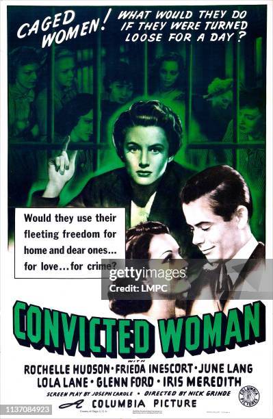 Convicted Woman, poster, from top: Frieda Inescort, Rochelle Hudson, Glenn Ford, 1940.
