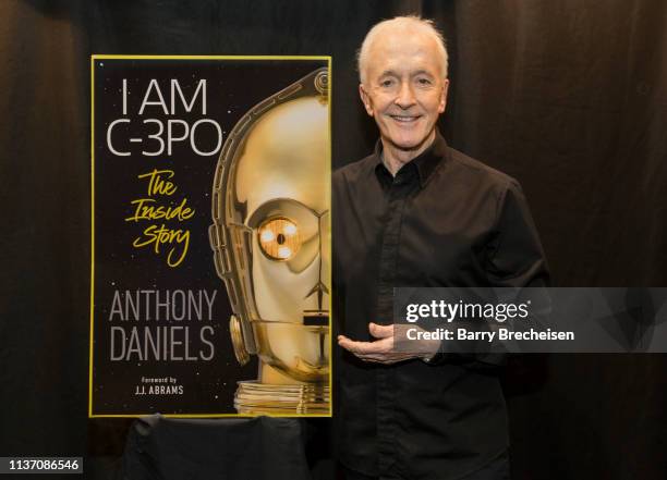 Anthony Daniels unveils his new book, I Am C-3PO, during the Star Wars Celebration at McCormick Place Convention Center on April 11, 2019 in Chicago,...