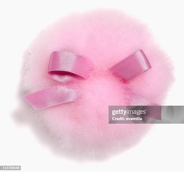 powder puff cut out on white - powder puff stock pictures, royalty-free photos & images