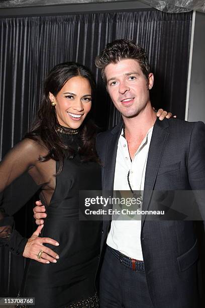 Paula Patton and Robin Thicke at TriStar Pictures Premiere of "Jumping the Broom" at ArcLight Cinerama Dome on May 4, 2011 in Hollywood, California.