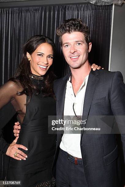 Paula Patton and Robin Thicke at TriStar Pictures Premiere of "Jumping the Broom" at ArcLight Cinerama Dome on May 4, 2011 in Hollywood, California.