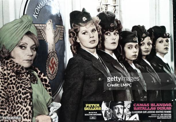 Undercovers Hero, lobbycard, 9aka CAMAS BLANDAS, BATALLAS DURAS), from left: Lila Kedrova, Jenny Hanley, Gabriella Licudi, Beatrice Romand, Francoise...