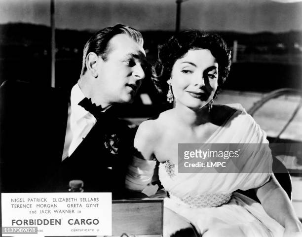 Forbidden Cargo, lobbycard, from left: Nigel Patrick, Elizabeth Sellars, 1954.
