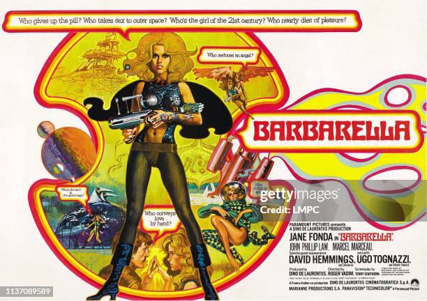 Barbarella, poster, British poster art, Jane Fonda, 1968.