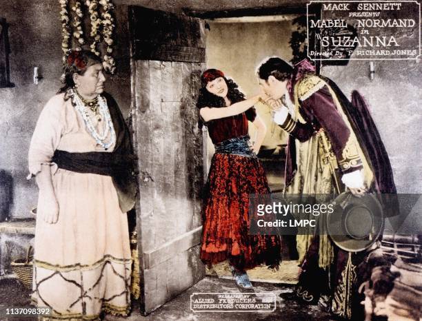 Suzanna, lobbycard, Mabel Normand , Leon Bary , 1923.