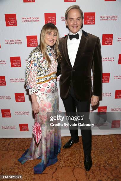 Amy Astley and Jeffrey Bilhuber attend New York School Of Interior Design Annual Gala at The University Club on March 5, 2019 in New York City.