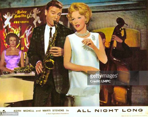 All Night Long, lobbycard, front from left: Keith Micell, Marti Stevens, 1962.