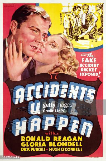 Accidents Will Happen, poster, Ronald Reagan, Gloria Blondell, , 1938.