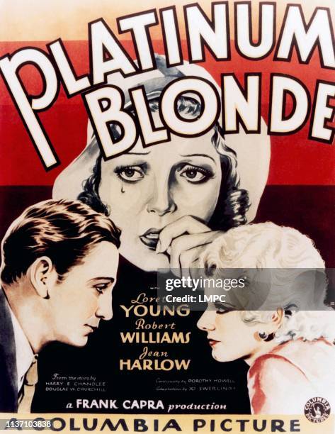 Platinum Blonde, poster, poster art, from left: Robert Williams, Loretta Young, Jean Harlow, 1931.