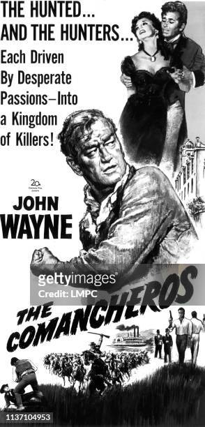 The Comancheros, poster, Stuart Whitman, Ina Balin, John Wayne, 1961.