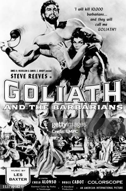 Goliath And The Barbarians, poster, Steve Reeves, Chelo Alonso, 1959.