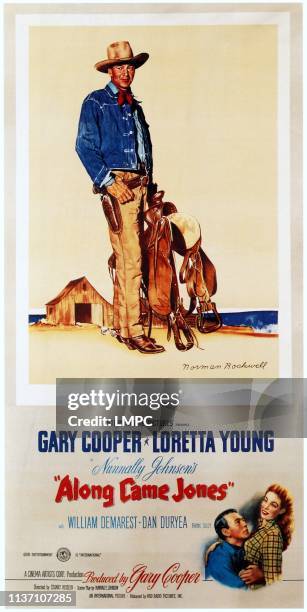Along Came Jones, poster, Gary Cooper, Loretta Young, 1945.