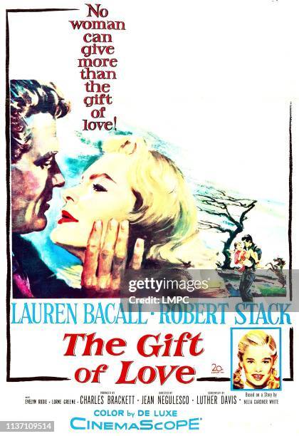 The Gift Of Love, poster, US poster, Robert Stack, Lauren Bacall, bottom right: Evelyn Rudie, 1958.