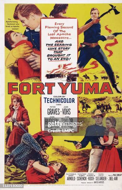 Fort Yuma, poster, US poster art, top left and bottom right: Peter Graves, Joan Vohs, 1955.