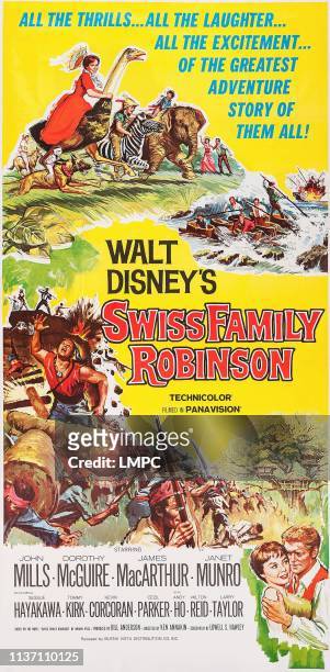 Swiss Family Robinson, poster, US poster art, bottom right: Janet Munro, James MacArthur, 1960.