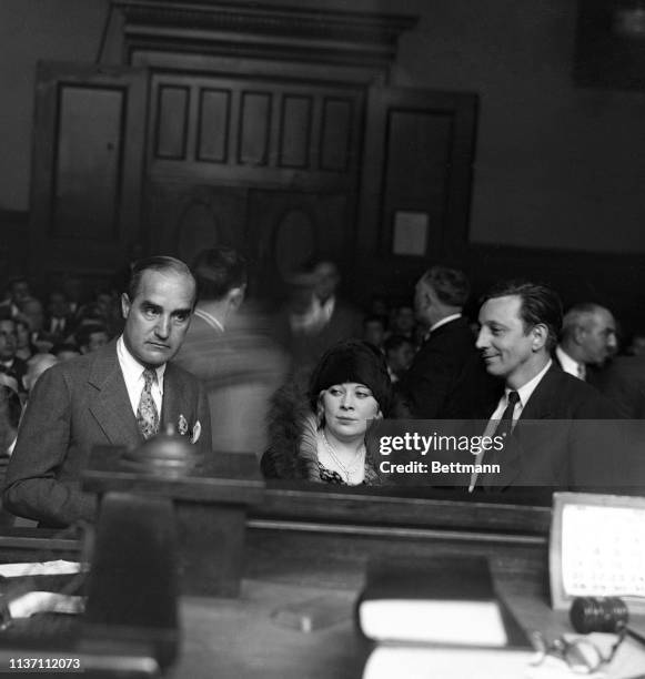 Mae West and Stan Stanley at hearing in West Side Court after "Pleasure Man" raid.