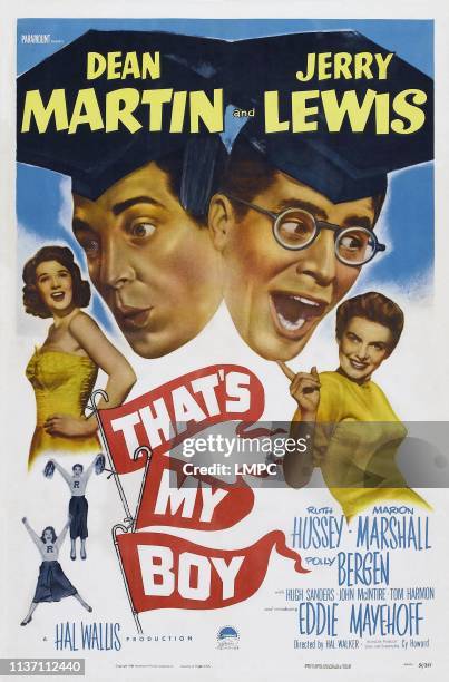 That's My Boy, poster, US poster art, from left: Polly Bergen, Dean Martin, Jerry Lewis, Marion Marshall, 1951.