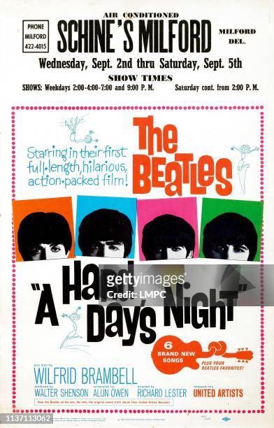 Hard Day's Night, poster, from left, Paul McCartney, John Lennon, George Harrison, Ringo Starr, 1964.