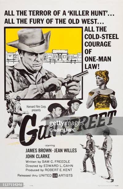 Gun Street, poster, top: James Brown, , center far right: Jean Willes on poster art, 1961.