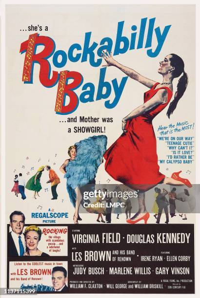 Rockabilly Baby, poster, US poster art, bottom from left: Douglas Kennedy, Virginia Field, Les Brown, 1957.