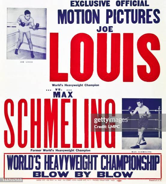 Great International Heavyweight Boxing Contest Between Joe Louis And Max Schmeling, poster, from top: Joe Louis, Max Schmeling on poster art, 1936.