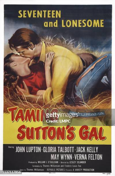Taming Sutton's Gal, poster, l-r: Gloria Talbott, John Lupton on poster art, 1957.