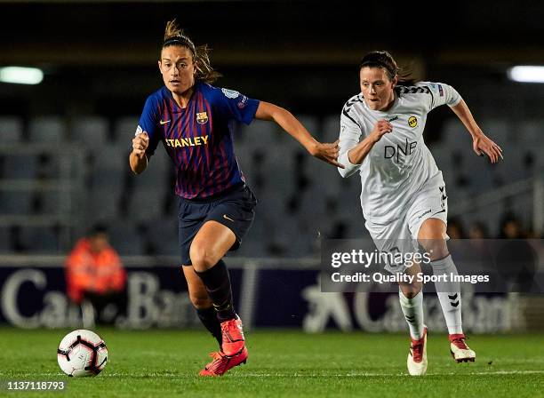 Alexia Putellas of FC Barcelona Women competes for the ball with Isabelle Bachor of LSK Kvinner Women during the UEFA Women's Champions League...