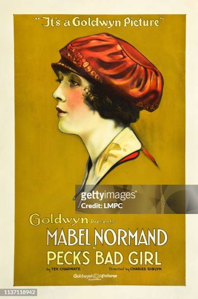 Peck's Bad Girl, poster, Mabel Normand on poster art, 1918.