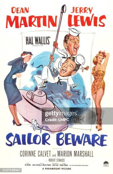 Sailor Beware, poster, Marion Marshall, Dean Martin, Jerry Lewis, Corinne Calvet, 1952.