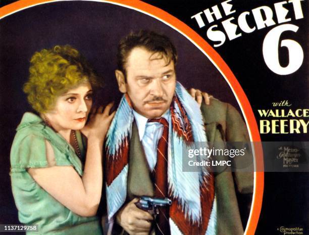 The Secret Six, lobbycard, l-r: Marjorie Rambeau, Wallace Beery on lobbycard, 1931.