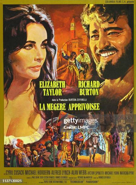 The Taming Of The Shrew, poster, , top from left: Elizabeth Taylor , Richard Burton ; bottom from left: Cyril Cusack, Alfred Lynch, Roy Holder ,...