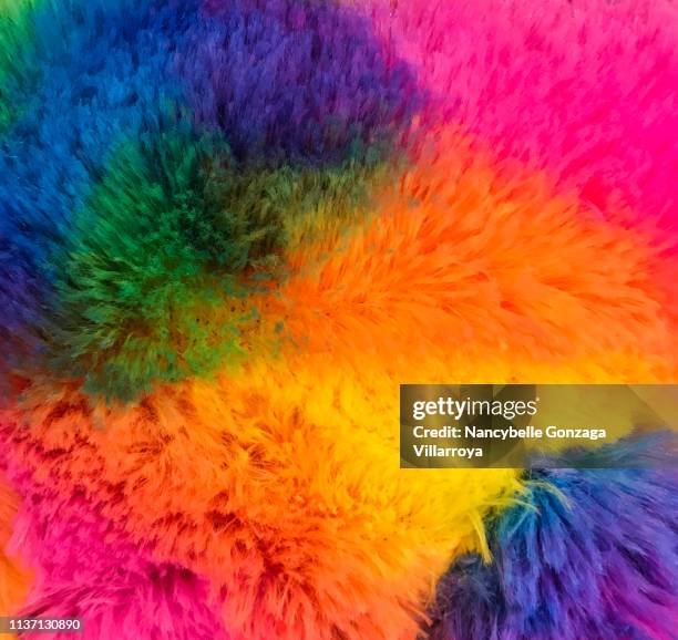 colourful textured fake fur fabric - フェイクファー ストックフォトと画像