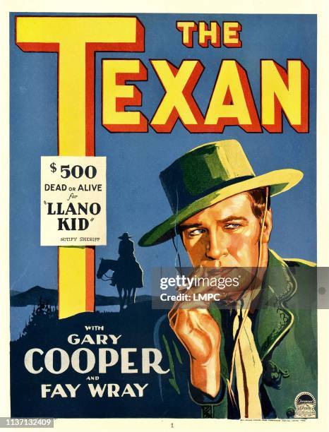 The Texan, poster, Gary Cooper on window card, 1930.