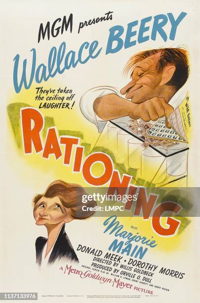 Rationing, poster, US poster art, Marjorie Main, Wallace Beery, 1944.
