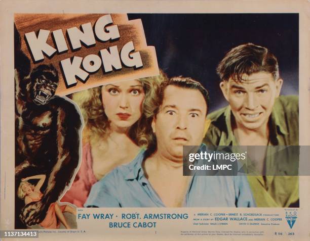 King Kong, lobbycard, Fay Wray, Robert Armstrong, Bruce Cabot, 1933.