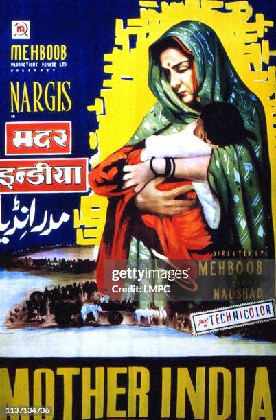 Mother India, poster, Nargis, 1957.