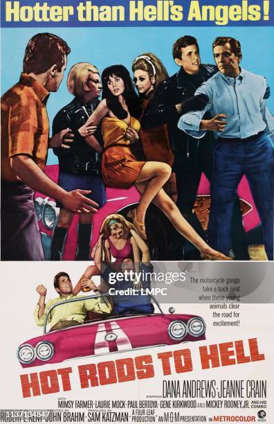 Hot Rods To Hell, poster, Gene Kirkwood, Mimsy Farmer, Laurie Mock, Paul Bertoya , Dana andrews, 1967.
