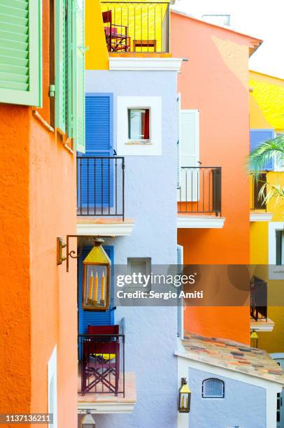 colourful houses of saint tropez - saint tropez ストックフォトと画像