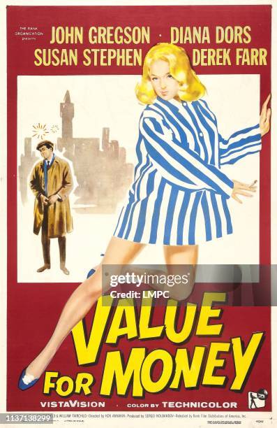 Value For Money, poster, US poster art, Diana Dors, 1955.