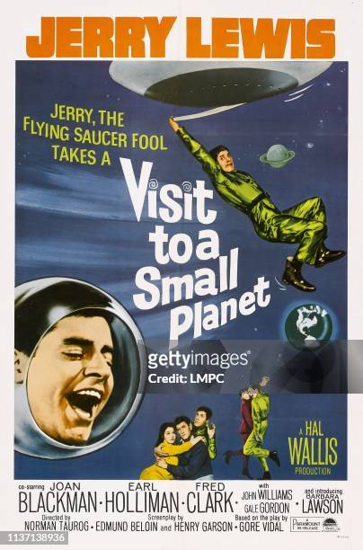 Visit To A Small Planet, poster, Jerry Lewis , bottom from left: Joan Blackman, Earl Holliman, Jerry Lewis, Joan Blackman, Jerry Lewis, 1960.
