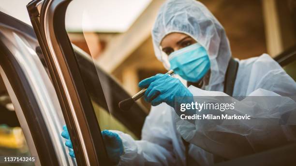 forensic science - dusting for fingerprints stock pictures, royalty-free photos & images