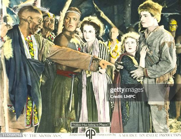 The Last Of The Mohicans, lobbycard, from left: Theodore Lorch, Harry Lorraine, Barbara Bedford, Lillian Hall, Albert Roscoe, 1920.