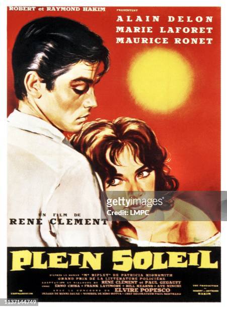 Purple Noon, poster, , from left: Alain Delon, Marie Laforet on French poster art, 1960.