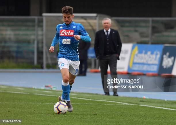 Dries Mertens of Napoli during the Serie A match between Chievo Verona and SSC Napoli at Stadio Marc'Antonio Bentegodi on April 14, 2019 in Verona,...