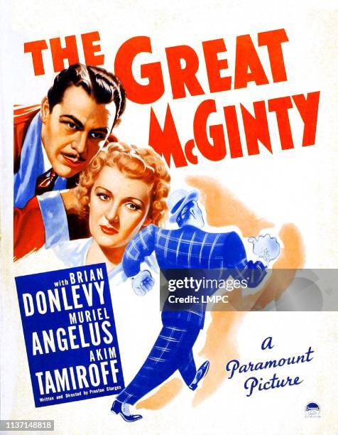 The Great Mcginty , poster, US poster, from left: Brian Donlevy, Muriel Angelus on window card, 1940.