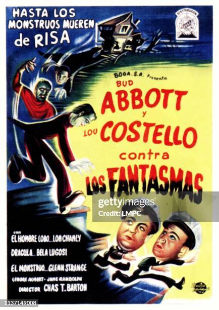 Abbott And Costello Meet Frankenstein, poster, , Abbott & Costello-lower right: Lou Costello, Bud Abbott on Spanish poster art, 1948.