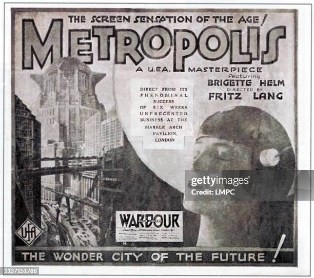 Metropolis, poster, right: Brigitte Helm on British herald poster art, 1927.