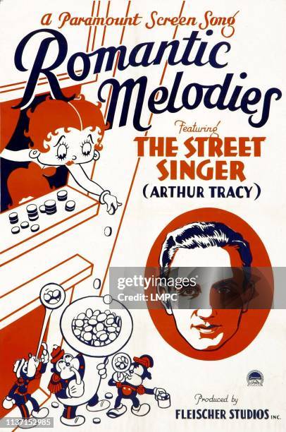 Romantic Melodies, poster, poster art, from left: Betty Boop, Arthur Tracy, 1932.